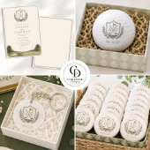 Golf-Monogramm Gold-Sagegrüne Hochzeit Einladung