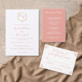Monogram Wappen Blush Wedding rsvp Postcard Einladungspostkarte (Personalisiere diese Kollektion eines unabhängigen Creators.)