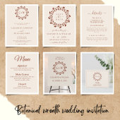 Terracotta Monogram Wreath Wedding Menu Card Menükarte