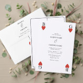 Monogram Hearts Playing Card Wedding RSVP Response Begleitkarte (Personalisieren Sie die Kollektion dieses unabhängigen Creators. Test)