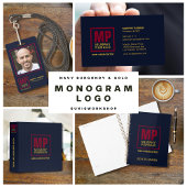 Classic Navy Burgundy Gold Business Monogram Logo Kaffeetasse