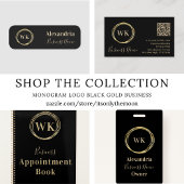 Monogram Black Gold Circles Work Appointing Book Planer