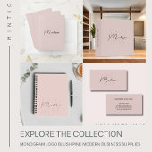 Monogram Logo Rosa Modern Minimalistisch Visitenkarte