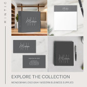 Monogram Logo Grau Moderne Minimalistisch Notizblock