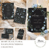 Schwarze Blaue Wildblumen-Hochzeit Danke