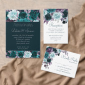 Moody Boho | Aquamarine Blütensilber-Rahmen-Babydu Einladung (Personalisiere diese Kollektion eines unabhängigen Creators.)