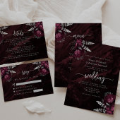 Budget Burgundy Silver Floral QR Code Hochzeit