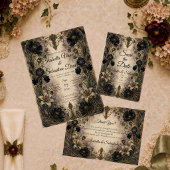 Düster-gotische botanische Hochzeit Einladung