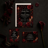 Düster-gotische Rosenhochzeit Dankeskarte