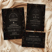 Düstere lila viktorianische Gothic-Hochzeit Save The Date