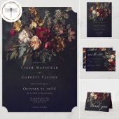 Moody Romantic Dark Floral Gothic Photo Wedding Dankeskarte
