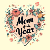 Mama des Jahres Blumenherzendesign Feiertagspostkarte