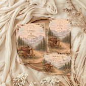 Mountain Forest Western Saddle Wedding Save The Date