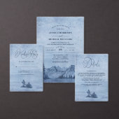 Bergsee Pine Trees Light Blue Winter Wedding Einladung (Personalisiere diese Kollektion eines unabhängigen Creators.)