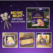 Pink Popcorn Movie Night Birthday Party  Serviette