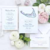 Nantucket MA Wedding Welcome Itinerary Navy Blue Dankeskarte