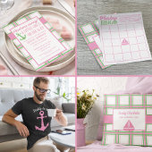 Pink, Green and White Nautical Themed Dankeskarte