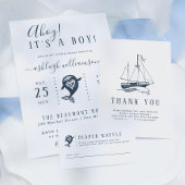 Ahoy! Nautical Whale Square Kinderdusche Einladung
