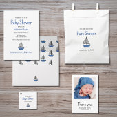 Nautical Sailboat Baby Boy Photo Simple Shower Tha Dankeskarte