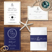 Moderne Nautical Rope Navy Blue Wedding Tischnummer