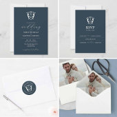 Navy Blue Wappen Monogram Wedger Stickers