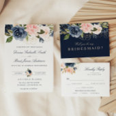 Moderne blumengeschmückte Marine und Abendessen mi Einladung