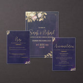 Botanisches Samt-Hochzeit der Marine und Gold Einladungsbanderole (Personalisiere diese Kollektion eines unabhängigen Creators.)