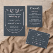 Elegante klassische Marine und rosa Hochzeit Save The Date (Personalisiere diese Kollektion eines unabhängigen Creators.)