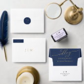 Navy Gold Simple Modern Wedding Zeremony Dinner Menükarte (Personalisiere diese Kollektion eines unabhängigen Creators.)