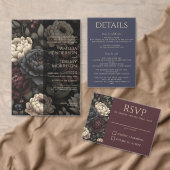 Navy Blue & Burgundy Moody Floral Save The Date (Personalisiere diese Kollektion eines unabhängigen Creators.)