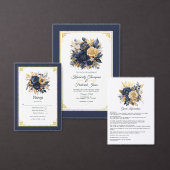 Hochzeit von Navy Blue und Gold Floral Programm (Personalisiere diese Kollektion eines unabhängigen Creators.)