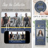 Navy Blue und Gold Abschluss Foto Save the Date Postkarte