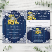 Blaue Sonnenblumenblume, Holzwasser kann Hochzeit  Save The Date (Personalisiere diese Kollektion eines unabhängigen Creators.)