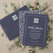 Marineblau | Hochzeitsfeier mit Silberflöten Einladung (Personalisieren Sie die Kollektion dieses unabhängigen Creators. Test)