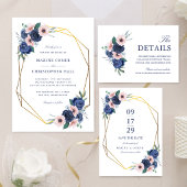 Navy Blau & Blush Blumen Rücksendeadresse