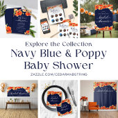 Navy Blue und Golden Poppy Brautparty Pappteller
