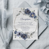 Navy Blue Silver Gray Floral Wedding Tischnummer