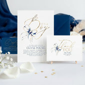 Navy Blue and Gold Bow Boy Baby Shower Einladung