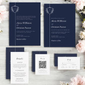 Crested Chic | RSVP für Navy und White Wedding Begleitkarte