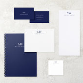 Navy Blau Einfaches Elegantes Modernes Monogramm Notizblock