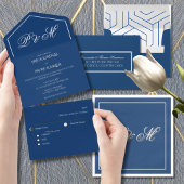 Blaue Minimalistische Probe Dinner Postkarte