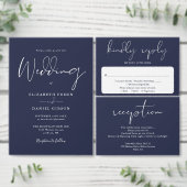Elegante moderne Script Navy Blue Wedding Geschenkschachtel (Personalisiere diese Kollektion eines unabhängigen Creators.)