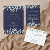Greenery Floral Navy Blue Wedding Program Fächer (Personalisiere diese Kollektion eines unabhängigen Creators.)