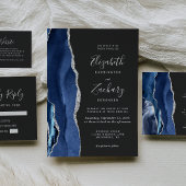 Modernes Agate Navy Blue Silver Save the Date Magnet