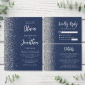Marineblaue silberne Glitter-Hochzeitsadresse (Personalisiere diese Kollektion eines unabhängigen Creators.)