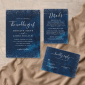 Elegant Navy Blue Sparkle Wedding Gästebuch (Personalisiere diese Kollektion eines unabhängigen Creators.)