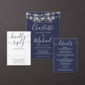String Lights Signature Script Navy Blue Wedding Pappteller (Personalisiere diese Kollektion eines unabhängigen Creators.)