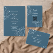 Navy Corner Floral Boho Wedding Steinuntersetzer (Personalisiere diese Kollektion eines unabhängigen Creators.)