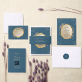 Navy Gold Oval Floral Boho Save the Date Einladung (Personalisiere diese Kollektion eines unabhängigen Creators.)