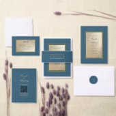 Navy Gold Rectangle Floral Boho Hochzeit Einladung (Personalisiere diese Kollektion eines unabhängigen Creators.)